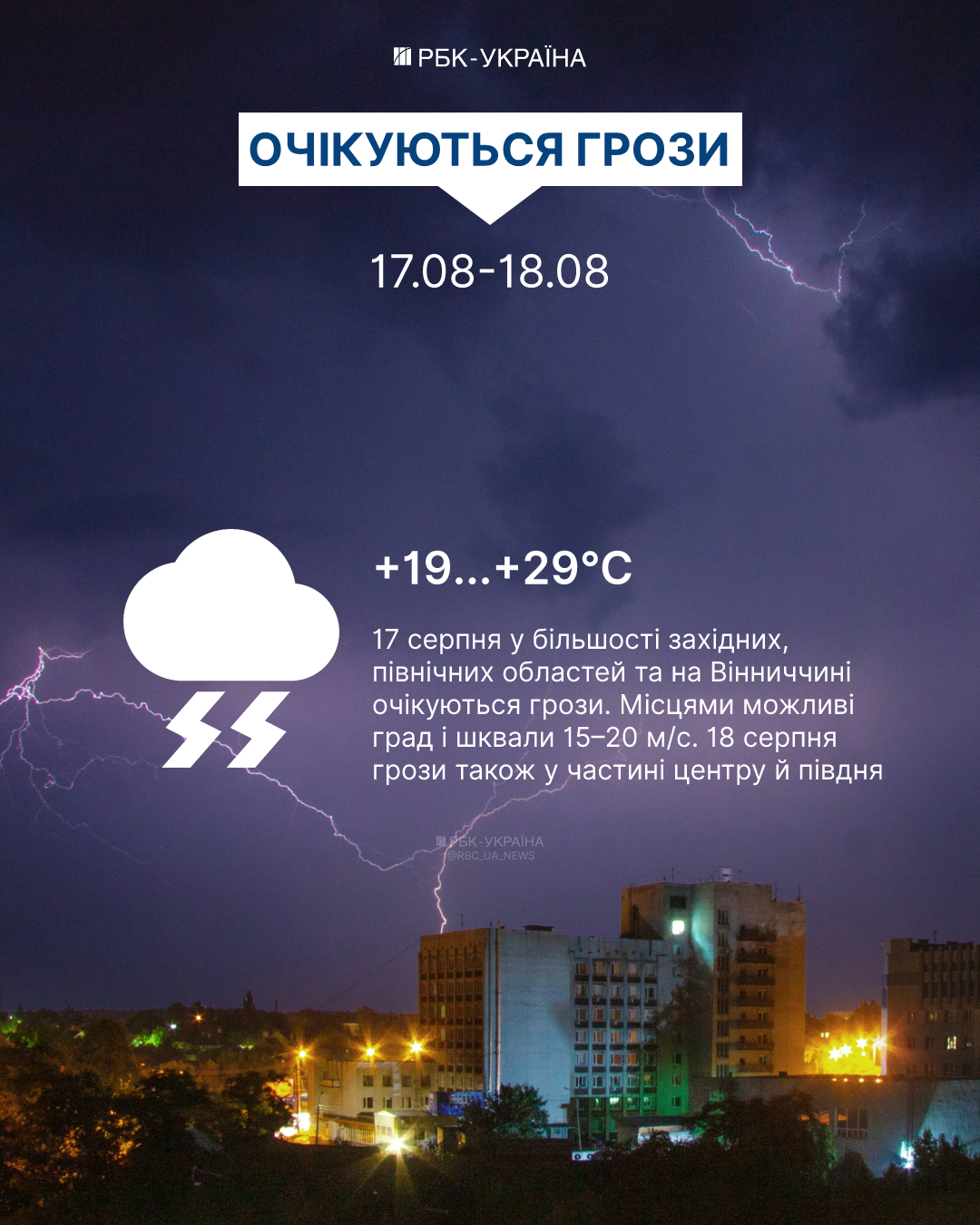 Україну накриють грози, але не всюди: де очікувати негоду 17 та 18 серпня